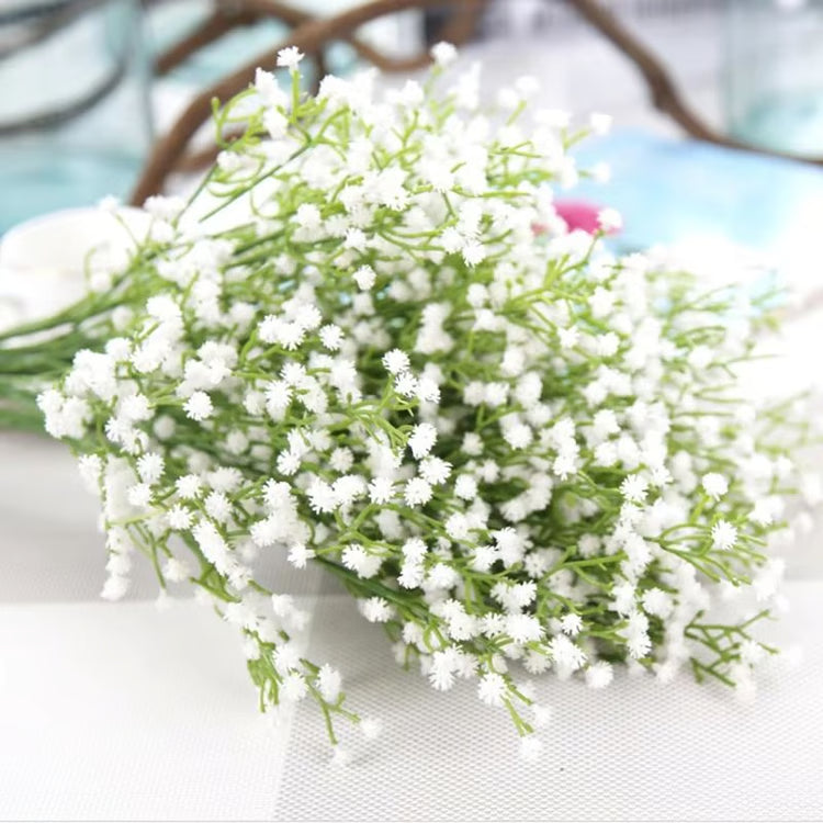 Elegant White Gypsophila Artificial Bouquet – Decorative Bridal & Home Accessory with Vase Filler Option