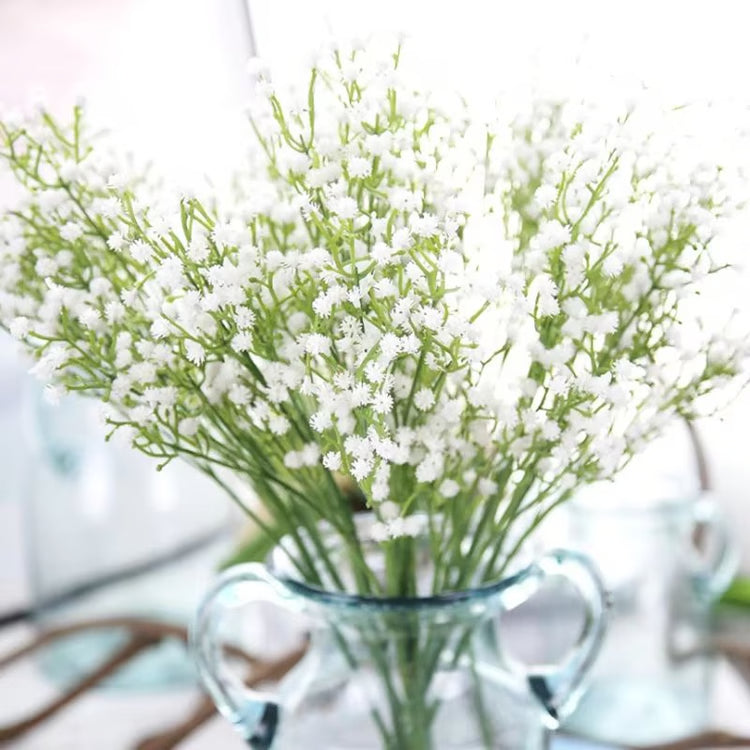 Elegant White Gypsophila Artificial Bouquet – Decorative Bridal & Home Accessory with Vase Filler Option