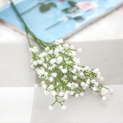 Elegant White Gypsophila Artificial Bouquet – Decorative Bridal & Home Accessory with Vase Filler Option