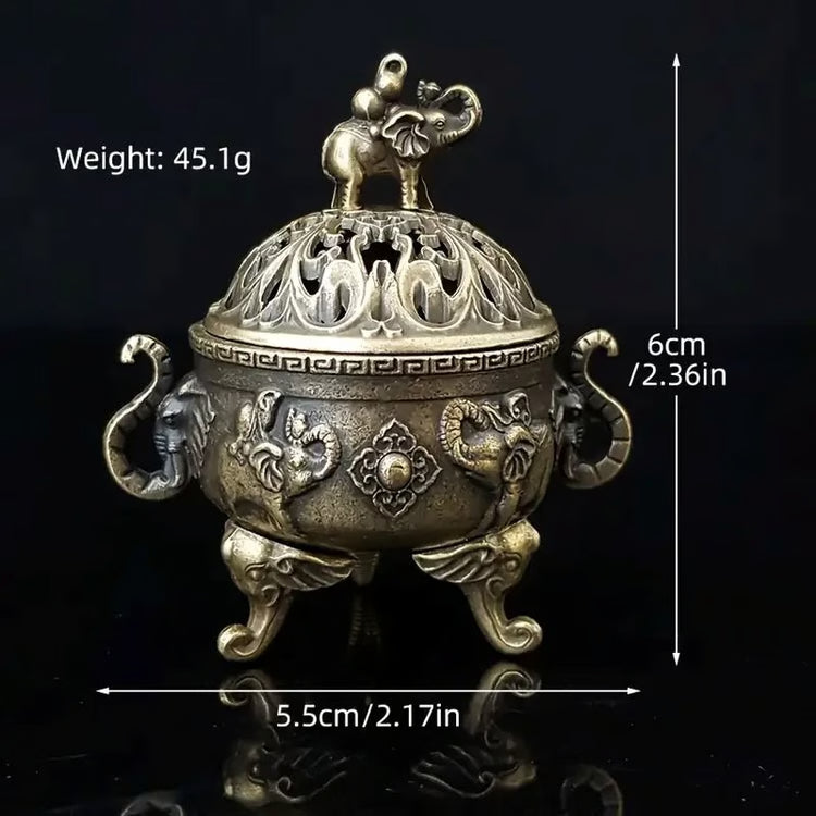 Triple-Legged Elephant Incense Burner Metal Aromatherapy Decor