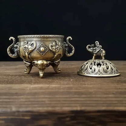 Triple-Legged Elephant Incense Burner Metal Aromatherapy Decor