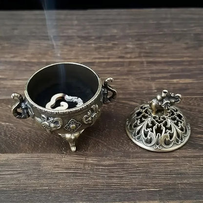 Triple-Legged Elephant Incense Burner Metal Aromatherapy Decor