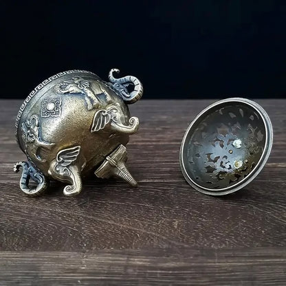 Triple-Legged Elephant Incense Burner Metal Aromatherapy Decor