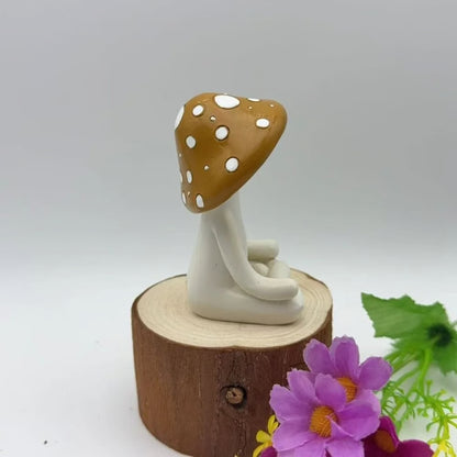 Cute Zen Mushroom Yoga Resin Decor for Home & Garden