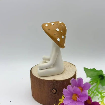 Cute Zen Mushroom Yoga Resin Decor for Home & Garden