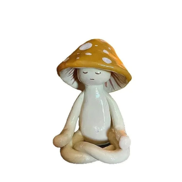 Cute Zen Mushroom Yoga Resin Decor for Home & Garden