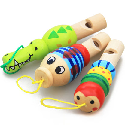 Infant Whistling Toy, Educational Wooden Cartoon Animal Music Instrument for Baby and Kids