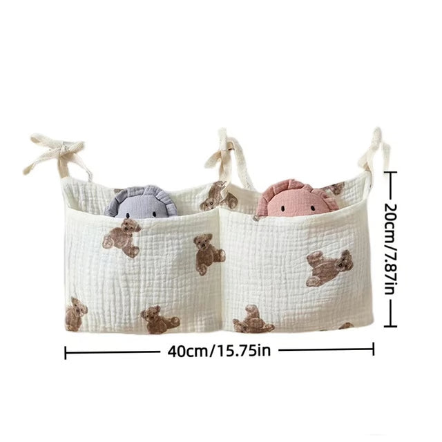 Cartoon Crib Hanging Storage Bag with Double Pockets