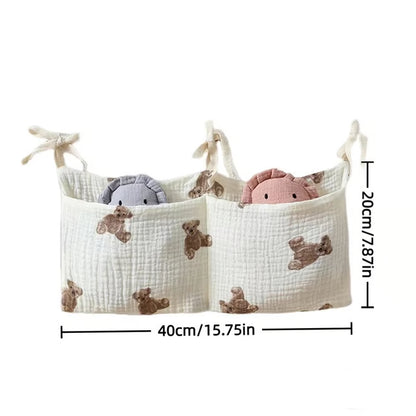 Cartoon Crib Hanging Storage Bag with Double Pockets