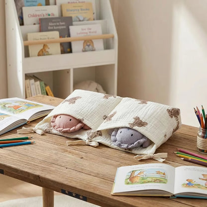 Cartoon Crib Hanging Storage Bag with Double Pockets